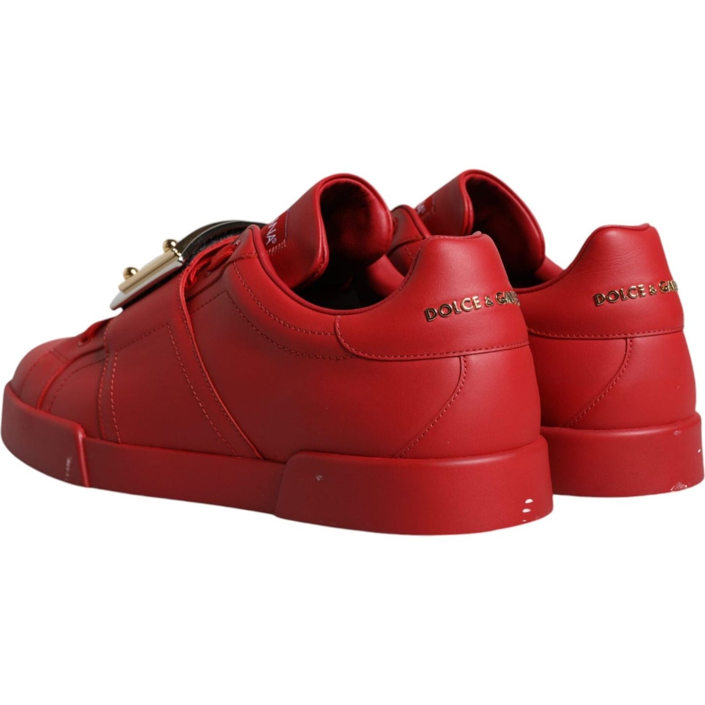 Dolce & Gabbana Red Leather Low Top Portofino Sneakers Shoes Dolce & Gabbana