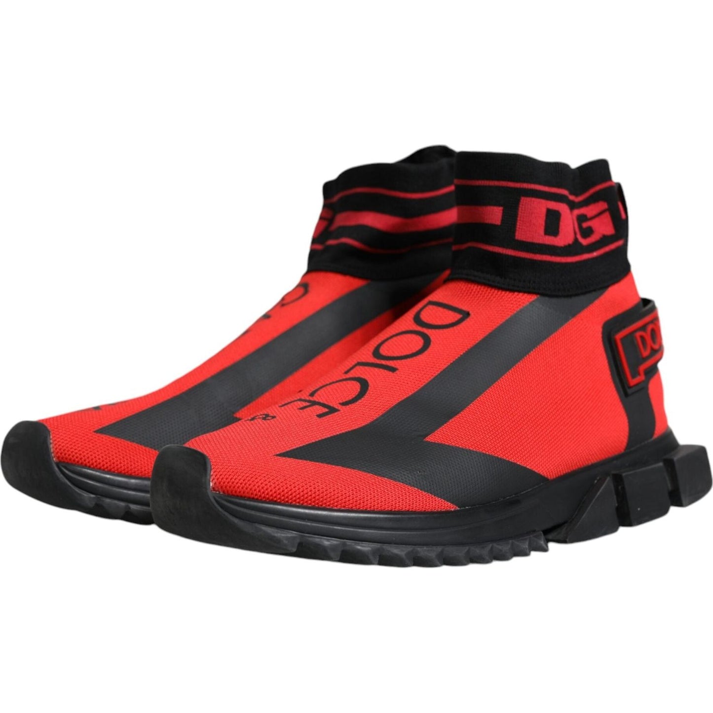 Dolce & Gabbana Red Black High Top Sorrento Sneakers Shoes Dolce & Gabbana