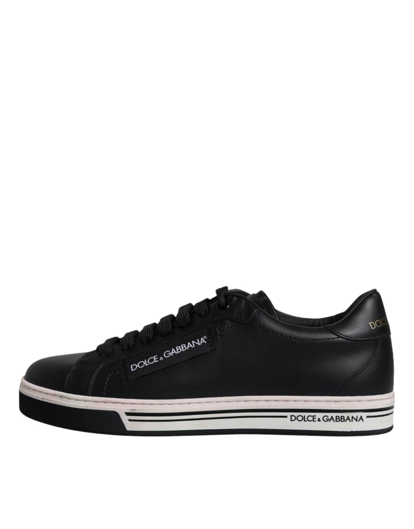 Dolce & Gabbana Black Leather Low Top Men Sneakers Shoes Dolce & Gabbana