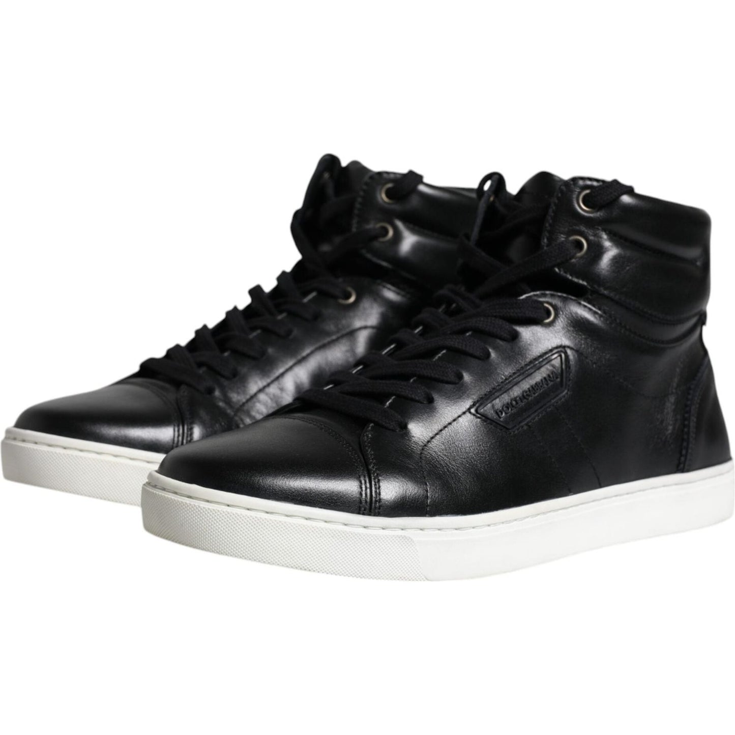 Dolce & Gabbana Black Leather High Top Men Sneakers Shoes Dolce & Gabbana