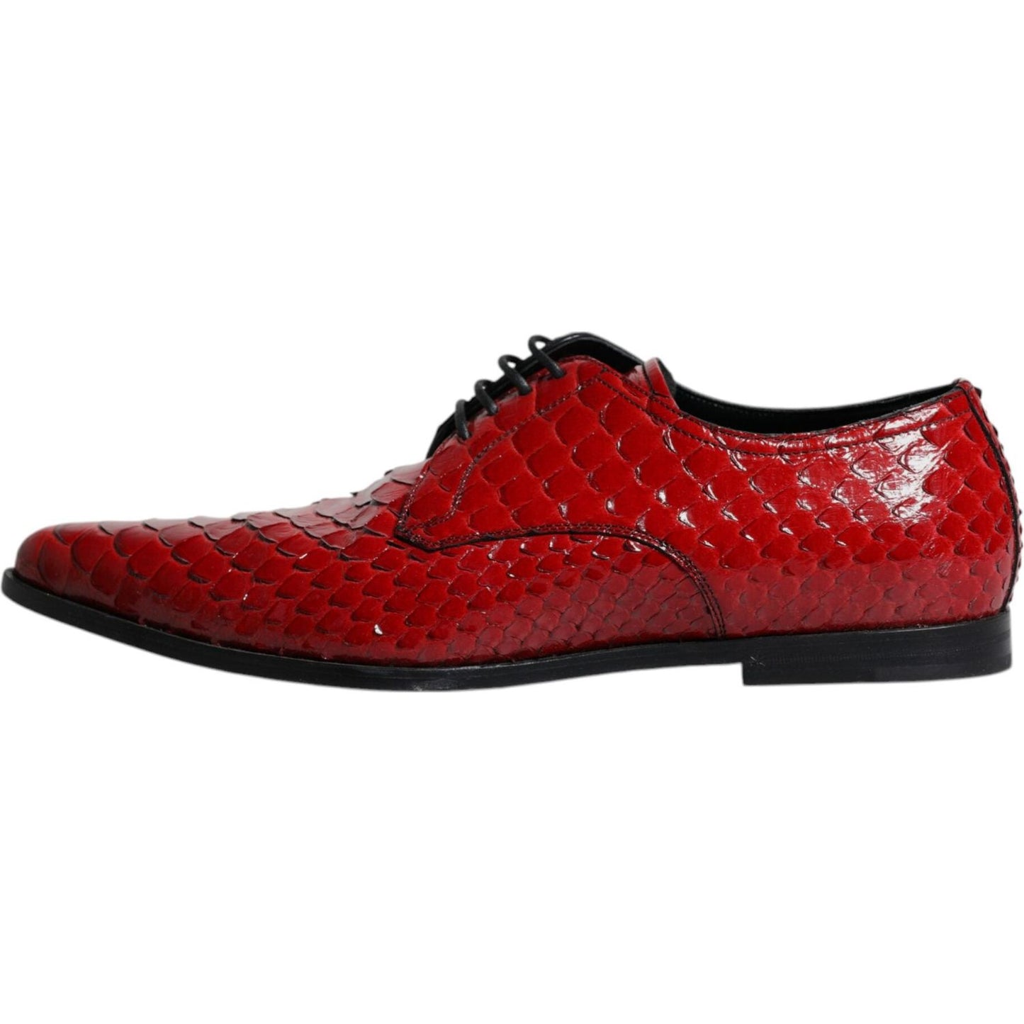 Dolce & Gabbana Red Textured Varnished Derby Men Formal Shoes Dolce & Gabbana