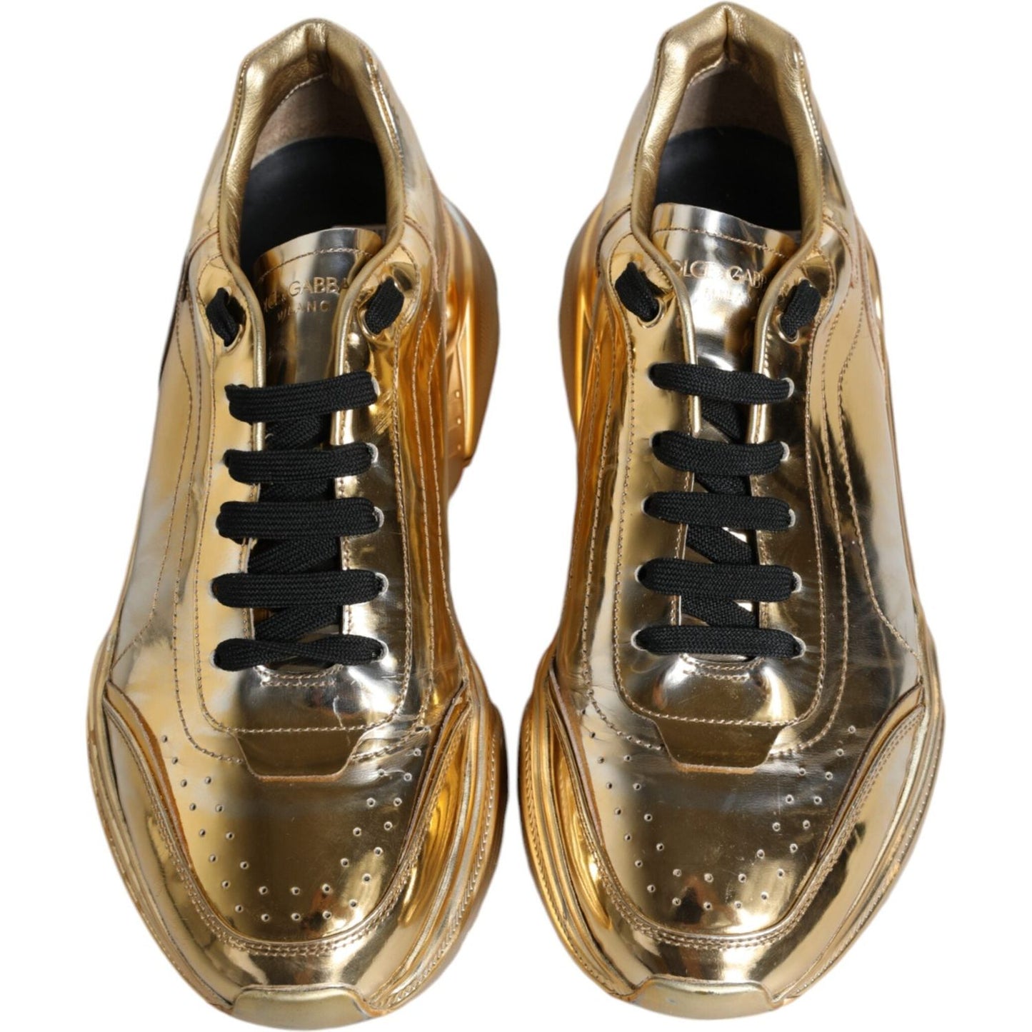 Dolce & Gabbana Gold Leather Daymaster Low Top Sneakers Shoes Dolce & Gabbana