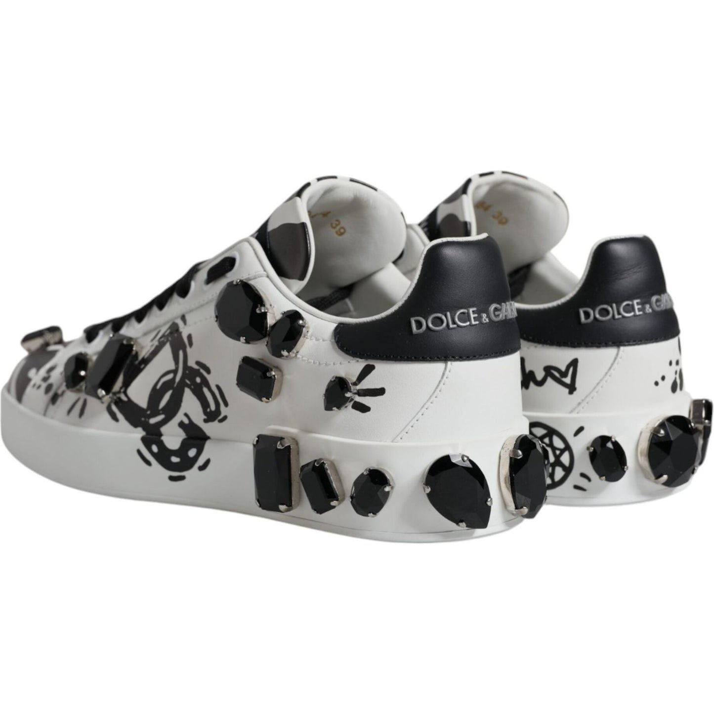 Dolce & Gabbana White Crystal Portofino Low Top Sneaker Shoes Dolce & Gabbana