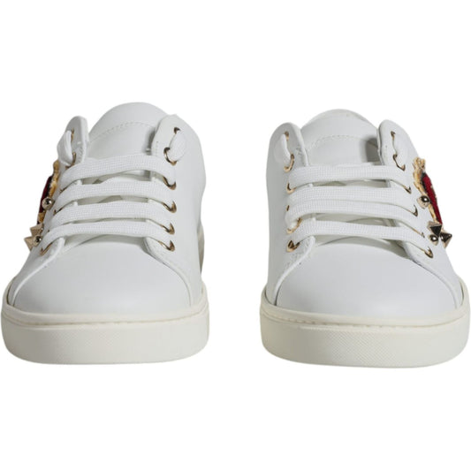 Dolce & Gabbana White Portofino Sacred Heart Sneakers Shoes