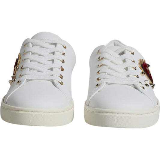 Dolce & Gabbana White Portofino Sacred Heart Sneakers Shoes