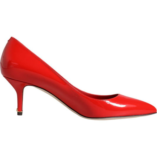 Dolce & Gabbana Red Patent Leather Kitten Heels Pumps Shoes