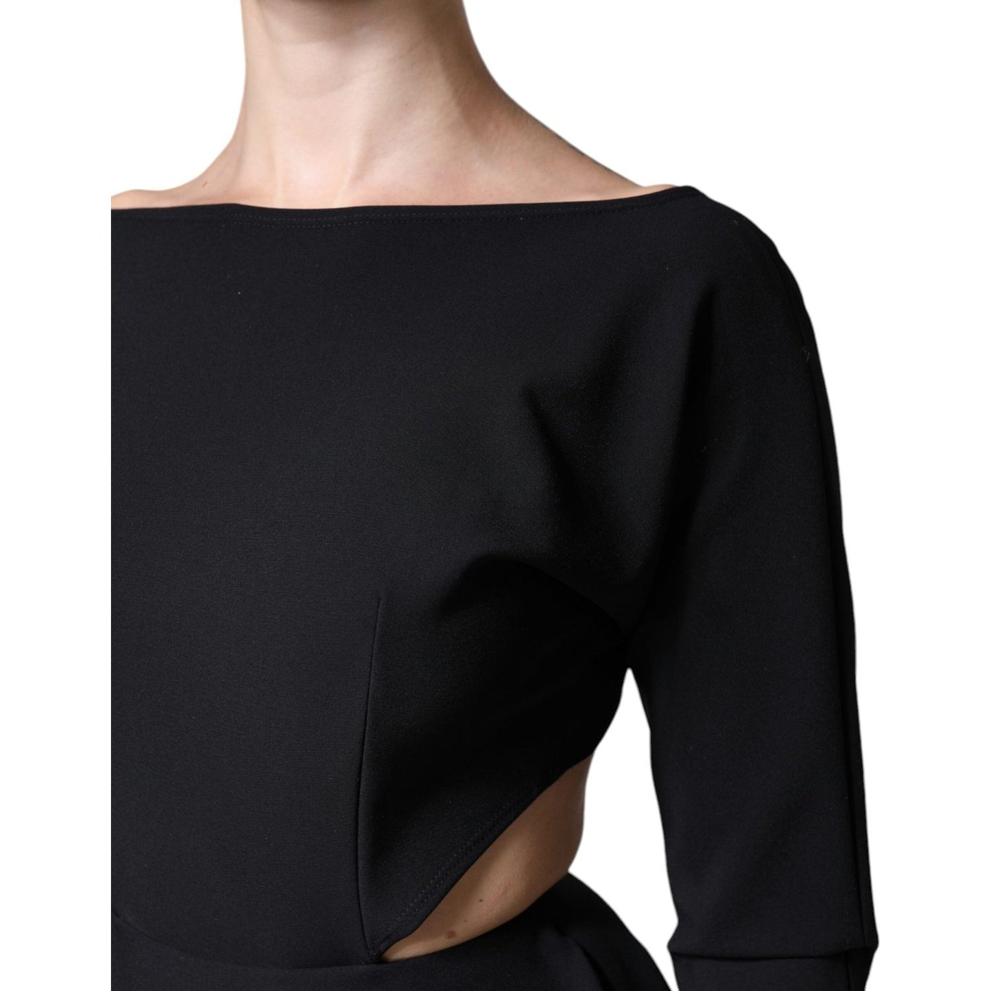 Dolce & Gabbana Black Viscose Cut Out A-line Long Sleeves Mini Dress Dolce & Gabbana