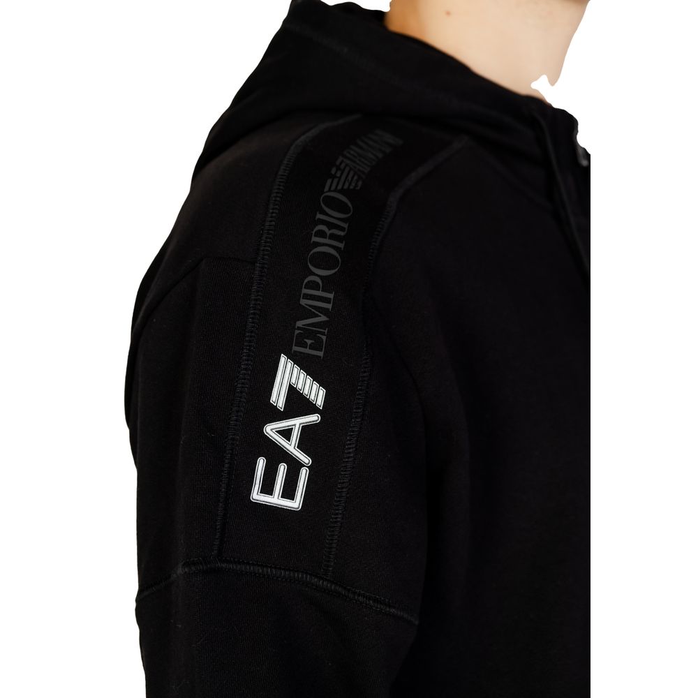 EA7 Emporio Armani Black Cotton Sweater EA7 Emporio Armani