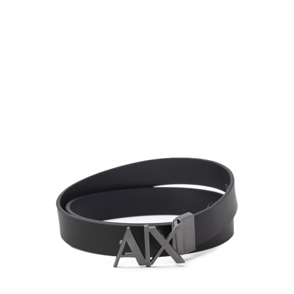 Armani Exchange Black Leather Regular Belt
