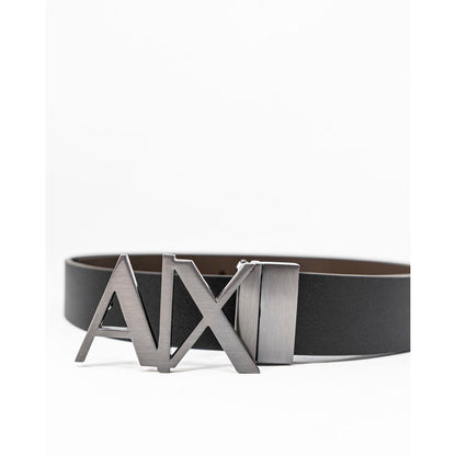 Armani Exchange Black Leather Regular Belt