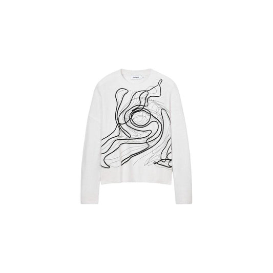 Desigual White Cotton Sweater Desigual