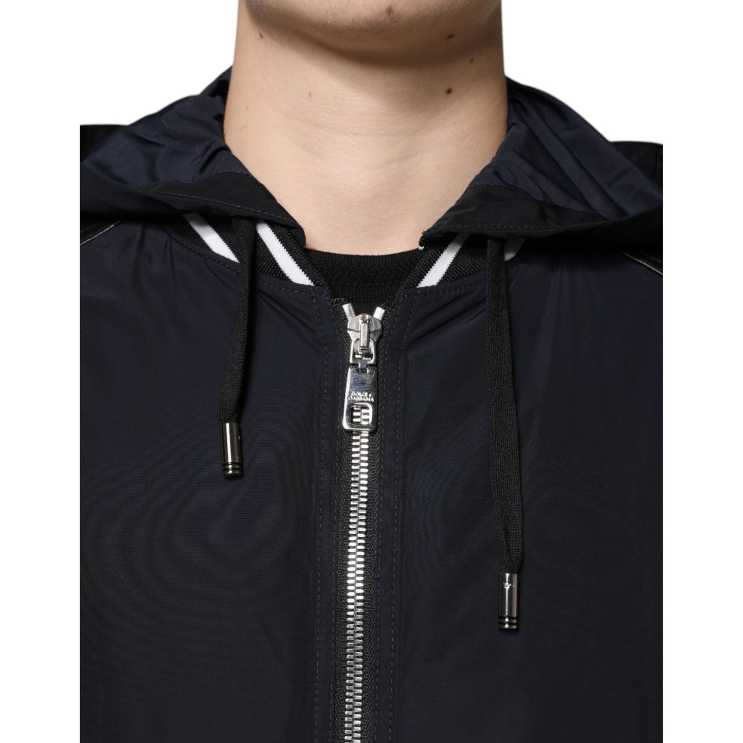 Dolce & Gabbana Black Hooded Full Zip Men Bomber Jacket Dolce & Gabbana