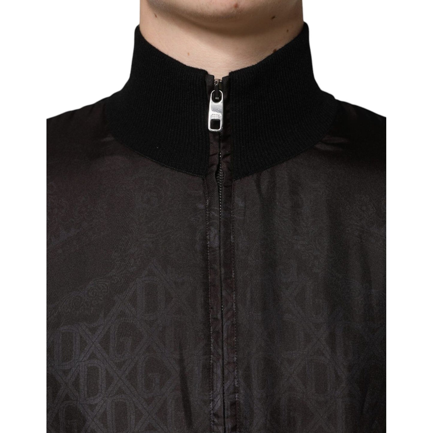 Dolce & Gabbana Black Logo Monogram Full Zip Bomber Jacket