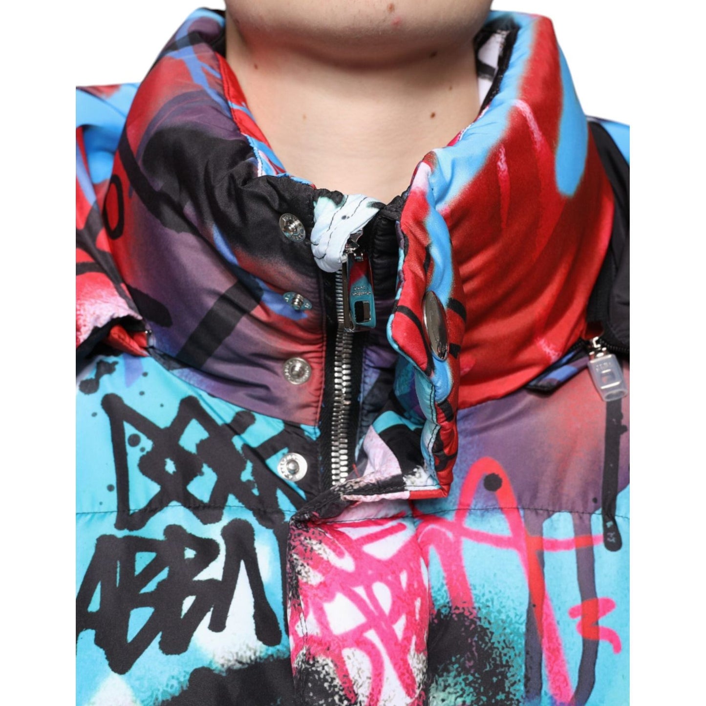 Dolce & Gabbana Multicolor Graffiti Hooded Windbreaker Jacket Dolce & Gabbana