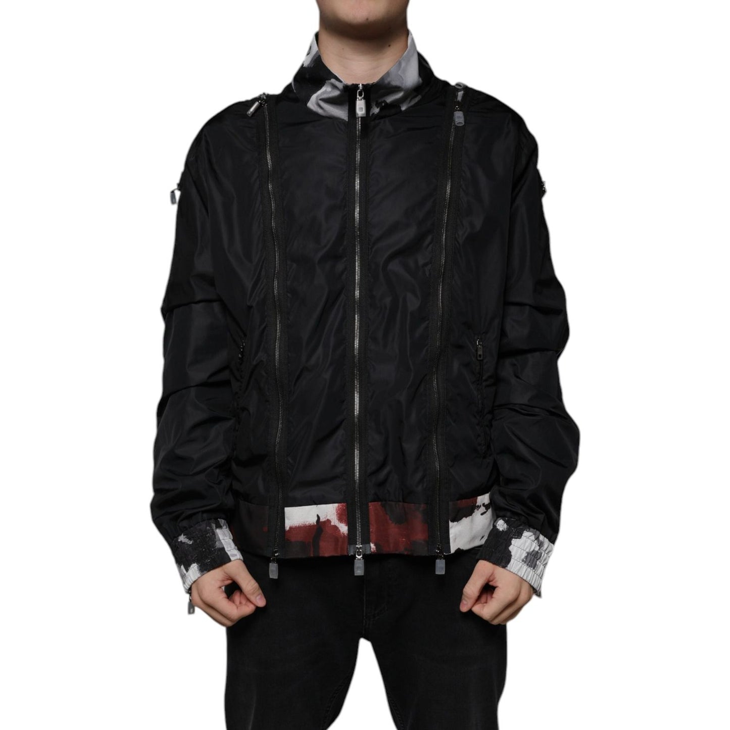 Dolce & Gabbana Black Nylon Full Zip Men Bomber Jacket Dolce & Gabbana