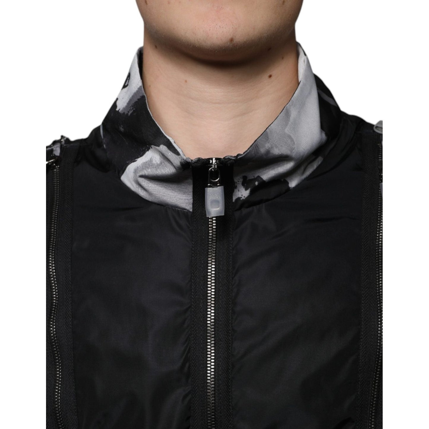 Dolce & Gabbana Black Nylon Full Zip Men Bomber Jacket Dolce & Gabbana