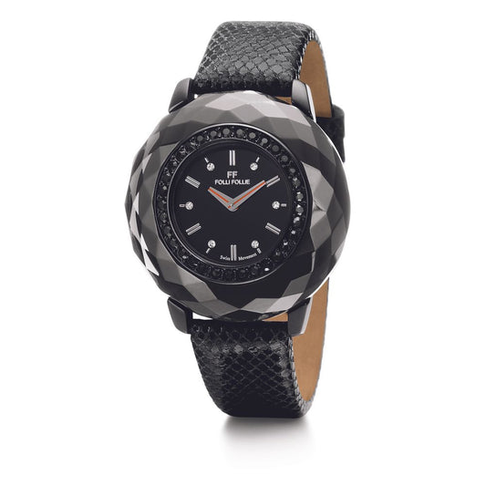 Folli Follie Black Leather Watch Folli Follie