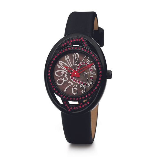 Folli Follie Black Leather Watch Folli Follie