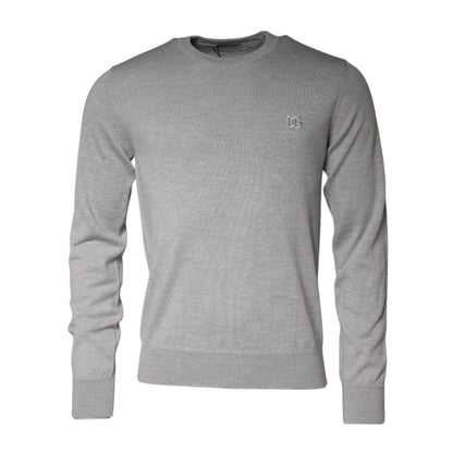 Dolce & Gabbana Light Gray Wool Crew Neck Pullover Sweater