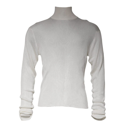 Dolce & Gabbana White Long Sleeve Turtleneck Men Pullover Sweater