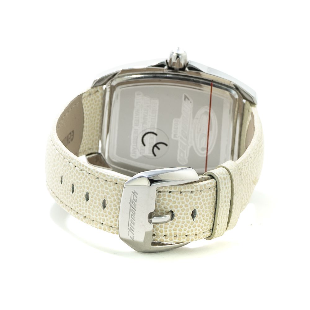 Chronotech White Leather Dress Watch