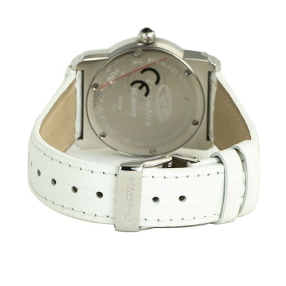 Chronotech White Leather Dress Watch