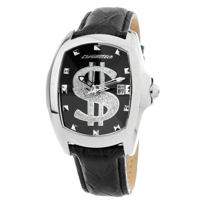 Chronotech Black Leather Dress Watch