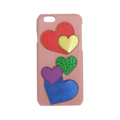Dolce & Gabbana Pink Leather Heart Phone Cover