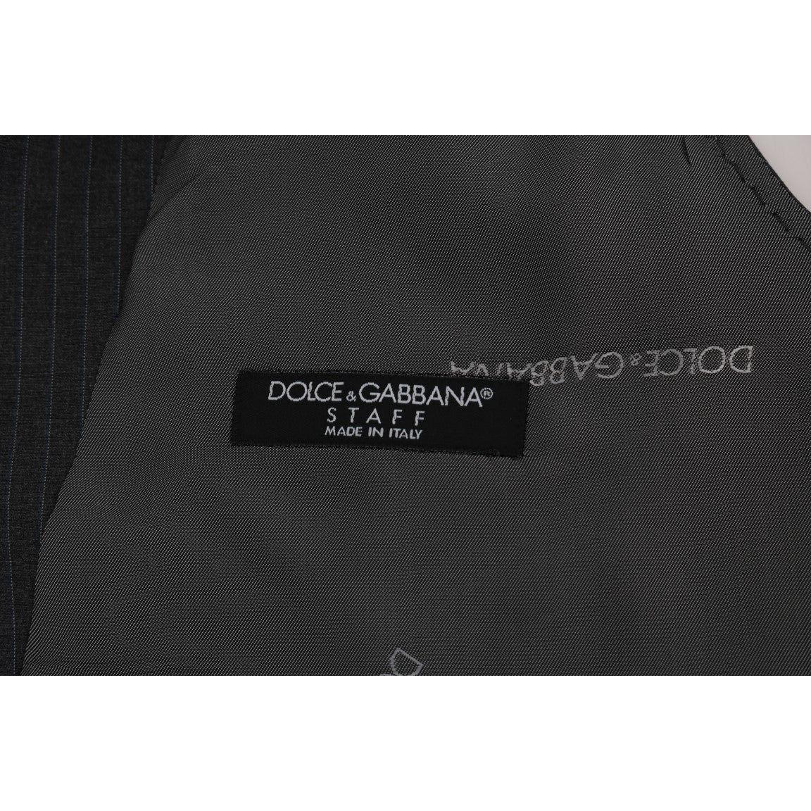 Dolce & Gabbana Elegant Gray Striped Waistcoat Vest Dolce & Gabbana