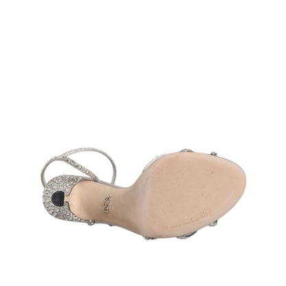 Dolce & Gabbana Silver Crystal Ankle Strap Sandals Shoes