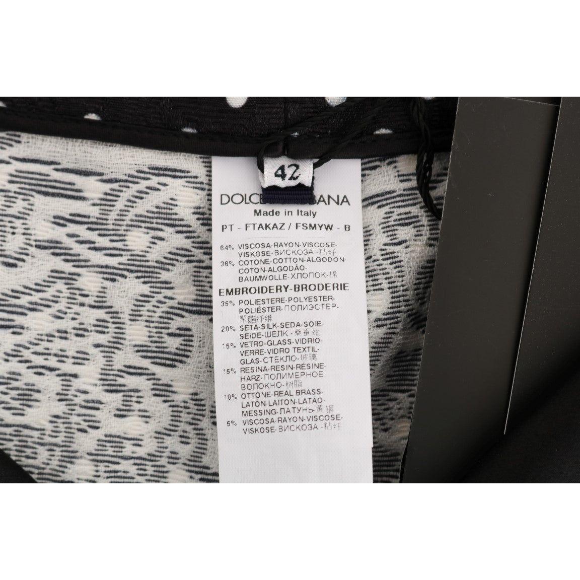 Dolce & Gabbana Black Polka Dot Sicily Crystal Pants