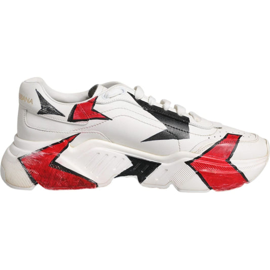 Dolce & Gabbana White Daymaster Hand Painted Sneakers Shoes 1728,67345645728,Dolce & Gabbana,EU41.5/US8.5,Material: 100% Calf Leather,Men,Men - Shoes,Preowned / Defect,Shoes,Sneakers - Men - Shoes,White and Red Dolce & Gabbana MV6583-41.5