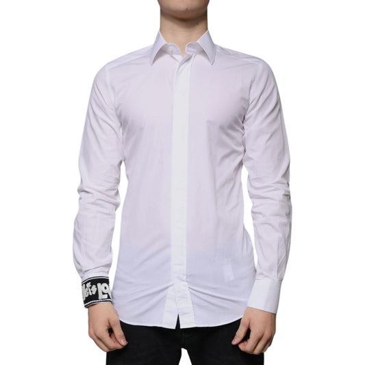 Dolce & Gabbana White Cotton Slim Fit GOLD Men Dress Shirt 1728,67345645728,Clothing,Dolce & Gabbana,IT39 | S,Material: 100% Cotton,Men,Men - Clothing,Preowned / Defect,Shirts - Men - Clothing,White Dolce & Gabbana TSH86477-39