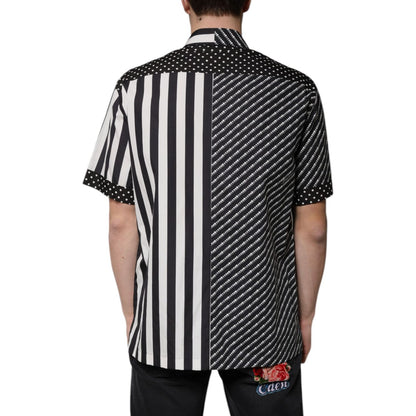 Dolce & Gabbana Black White Striped Button Down Casual Shirt