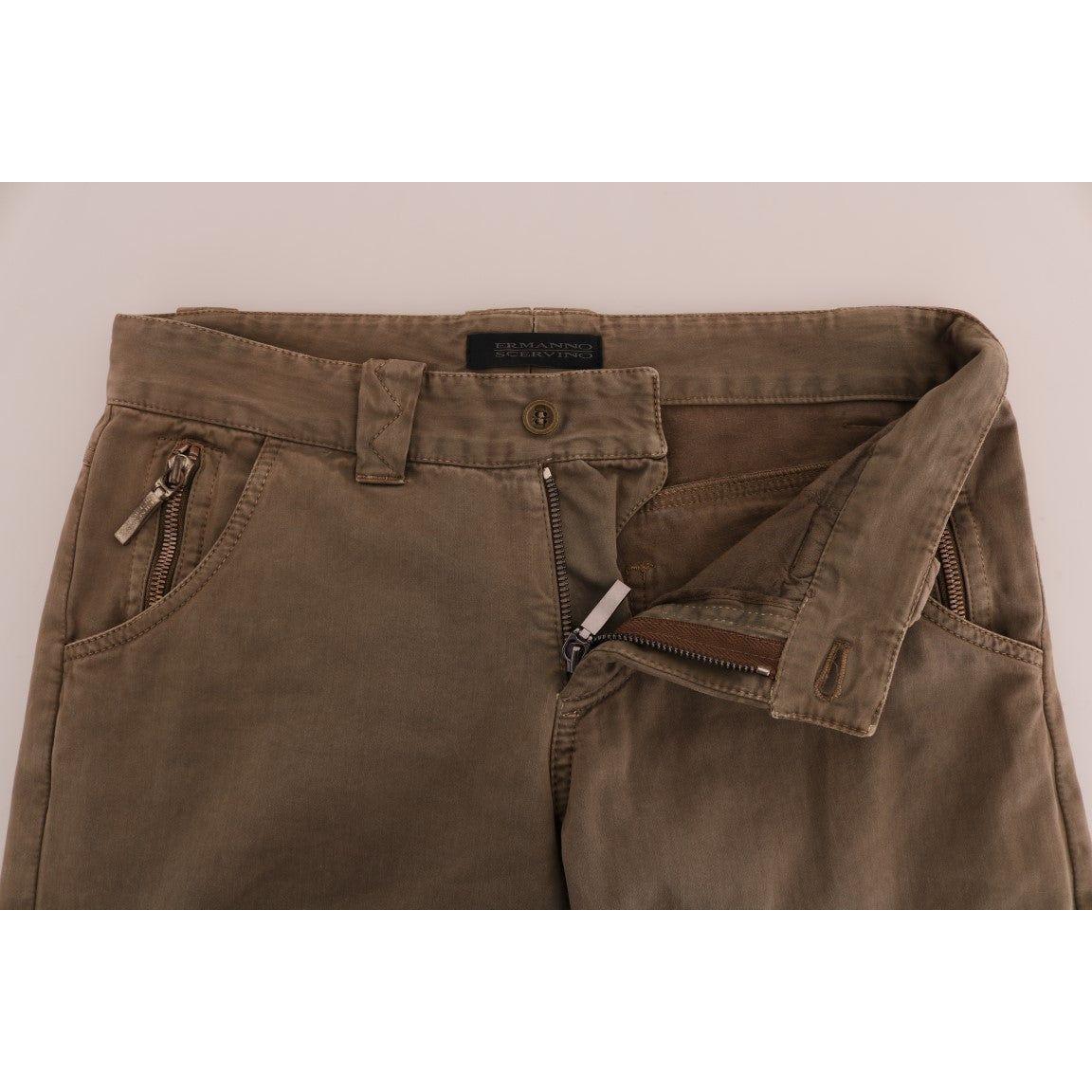 Ermanno Scervino Brown Cotton Casual Slim Fit Pants