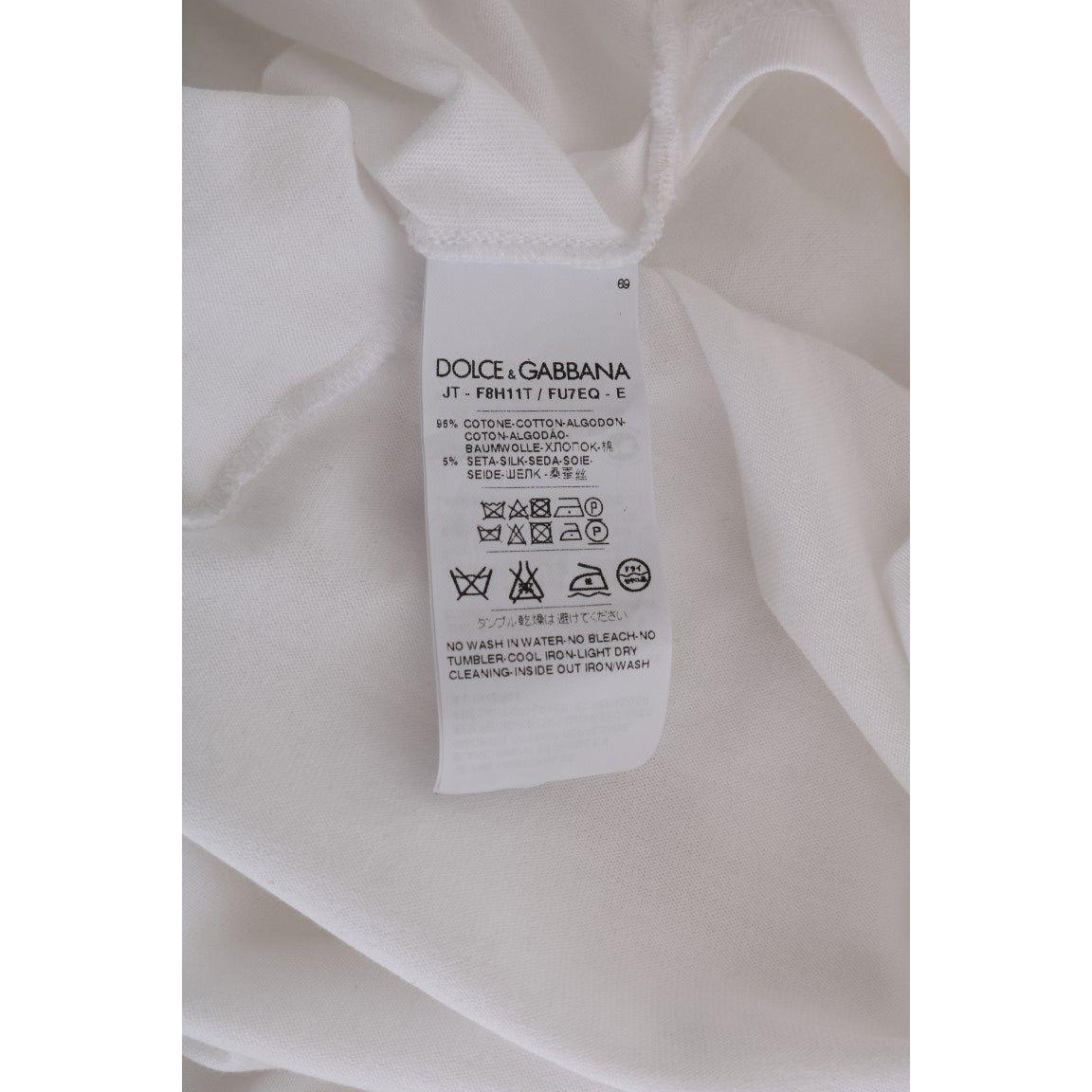 Dolce & Gabbana White Cotton Silk T-Shirt