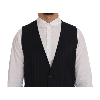 Dolce & Gabbana Blue Wool Stretch Vest