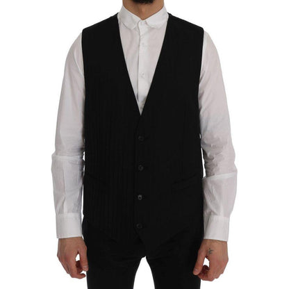 Dolce & Gabbana Black STAFF Wool Stretch Vest Dolce & Gabbana