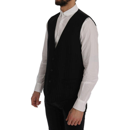 Dolce & Gabbana Black STAFF Wool Stretch Vest Dolce & Gabbana