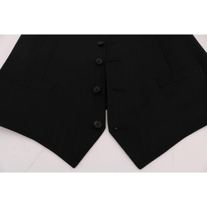 Dolce & Gabbana Black STAFF Wool Stretch Vest Dolce & Gabbana