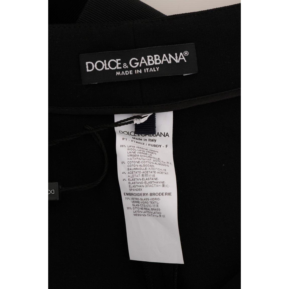 Dolce & Gabbana Elegant High-Waist Ankle Pants with Gold Detailing Dolce & Gabbana