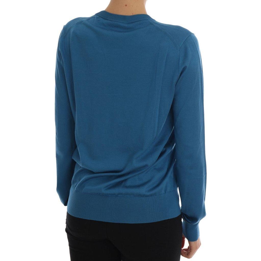 Dolce & Gabbana Blue Silk Sequined Capri Pullover Sweater Dolce & Gabbana