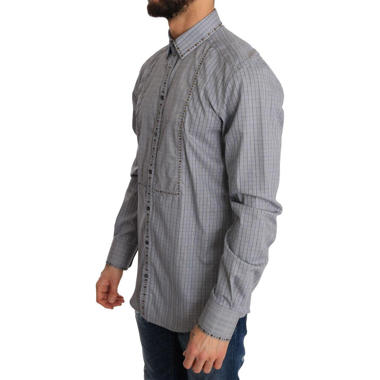 Dolce & Gabbana Elegant Gray Checkered Slim Fit Casual Shirt