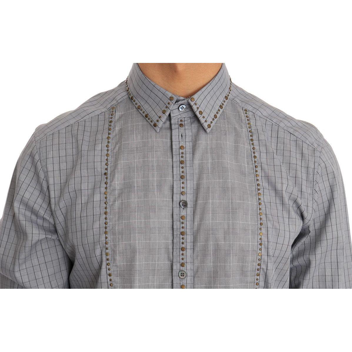 Dolce & Gabbana Elegant Gray Checkered Slim Fit Casual Shirt