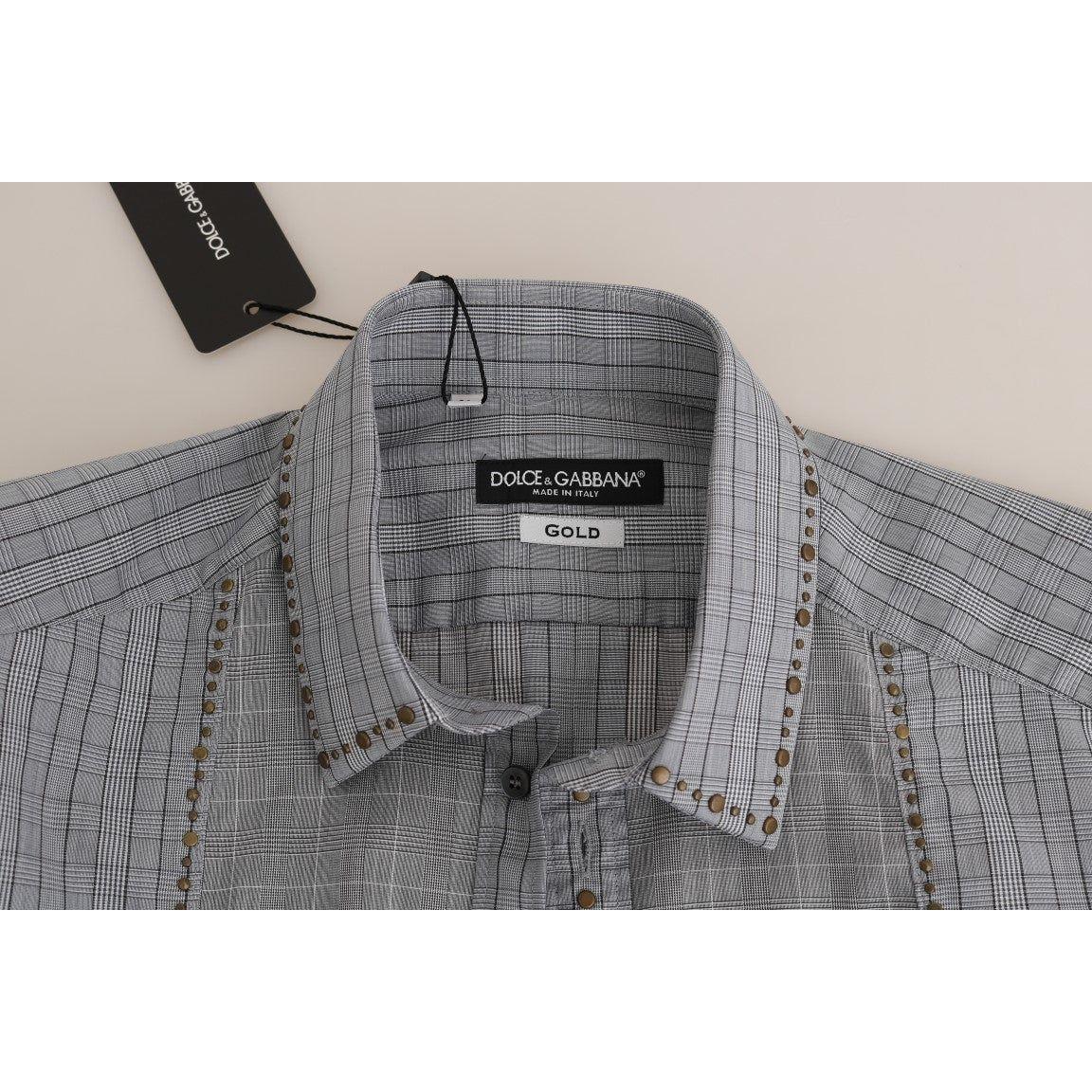 Dolce & Gabbana Elegant Gray Checkered Slim Fit Casual Shirt Dolce & Gabbana