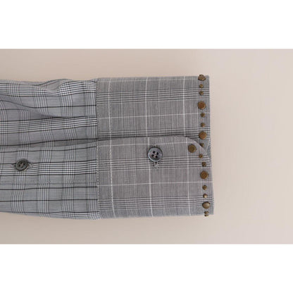 Dolce & Gabbana Elegant Gray Checkered Slim Fit Casual Shirt Dolce & Gabbana