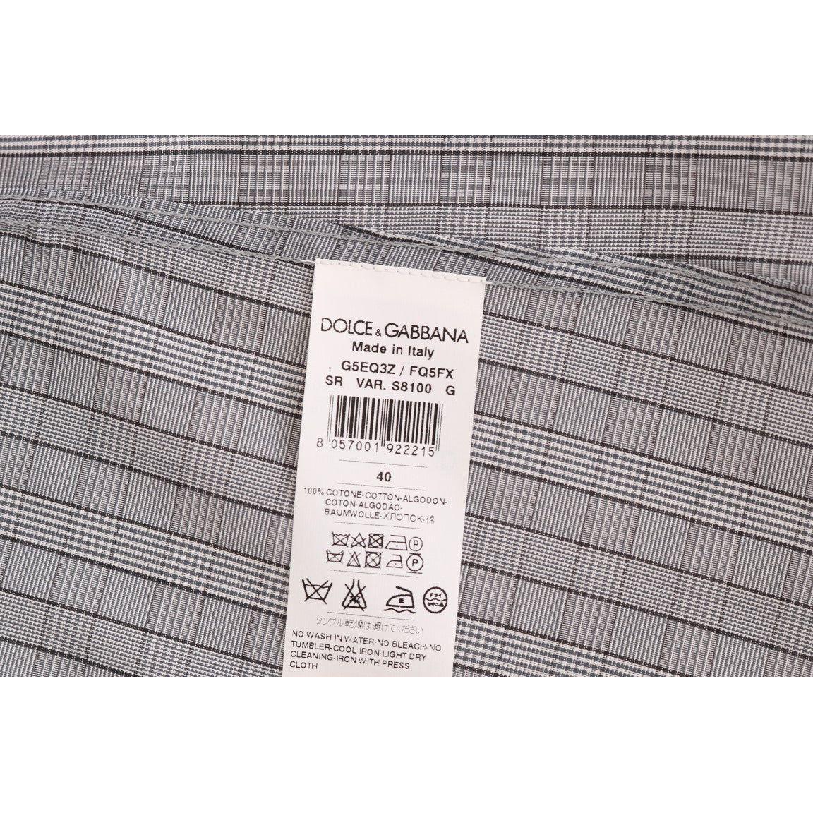 Dolce & Gabbana Elegant Gray Checkered Slim Fit Casual Shirt