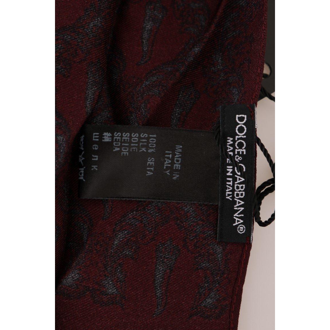 Dolce & Gabbana Silk Bordeaux Crown Chili Print Mens Scarf Silk Scarves Dolce & Gabbana