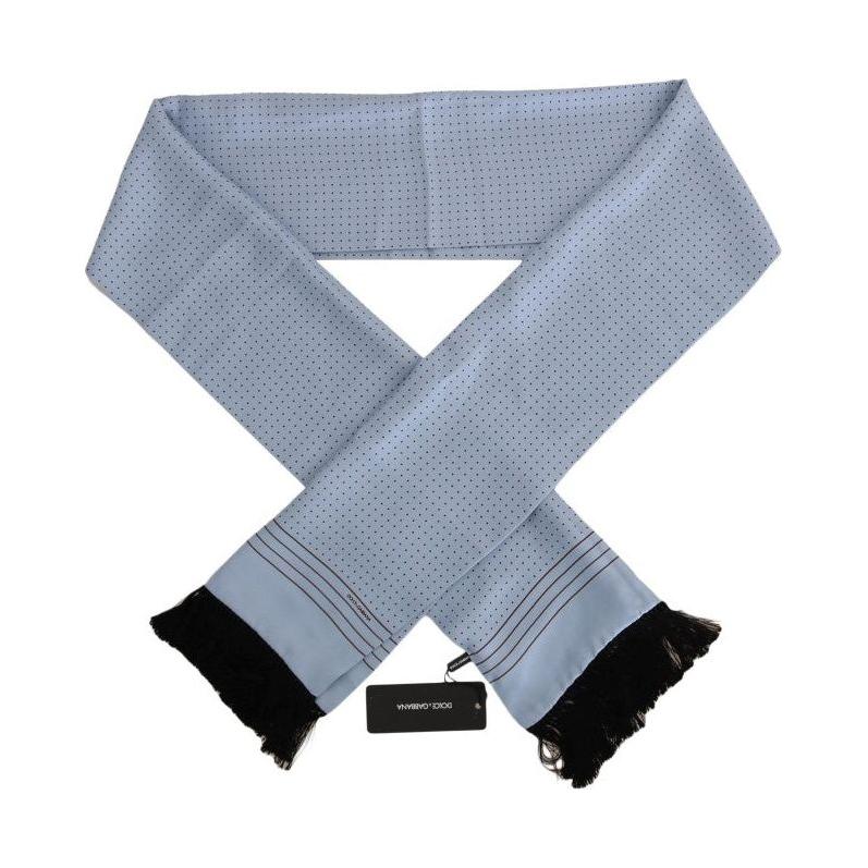 Dolce & Gabbana Elegant Blue Silk Polka Dot Men's Scarf Silk Scarves Dolce & Gabbana