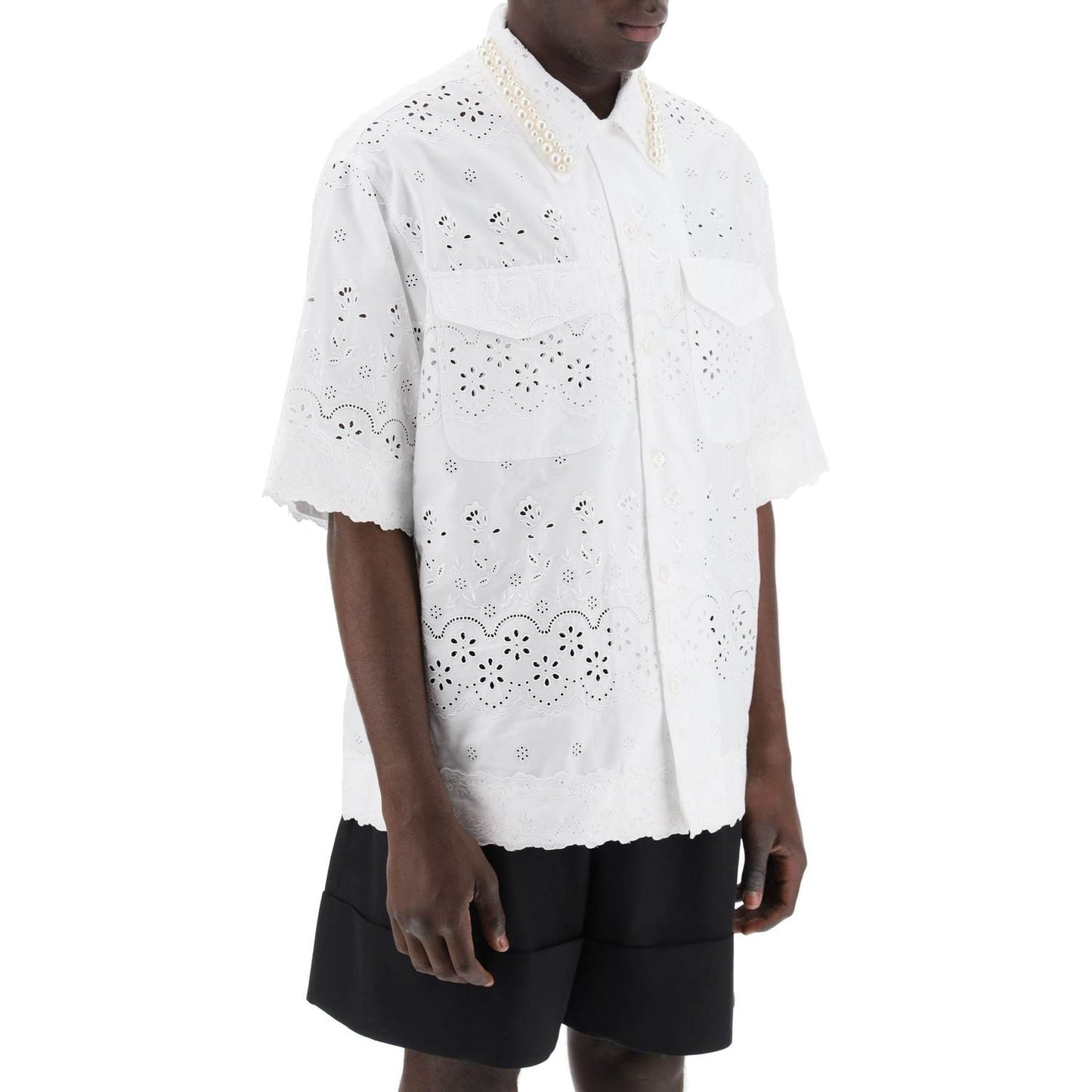 Simone Rocha "scalloped lace shirt with pearl Shirts Simone Rocha